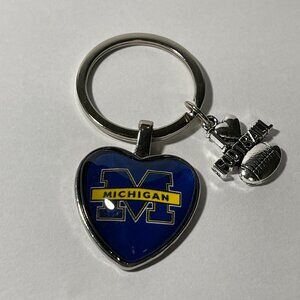 Michigan Wolverines NCAA I Love Football Keychain NEW!!